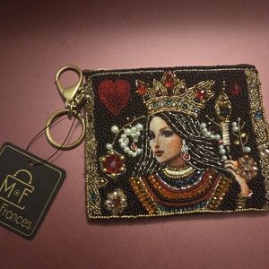 Mary Frances Multicolor Beaded Key & Card Holder